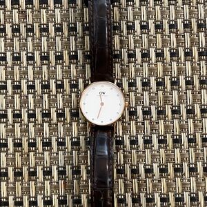 Daniel Wellington Rose Gold Watch with Dark Brown Strap